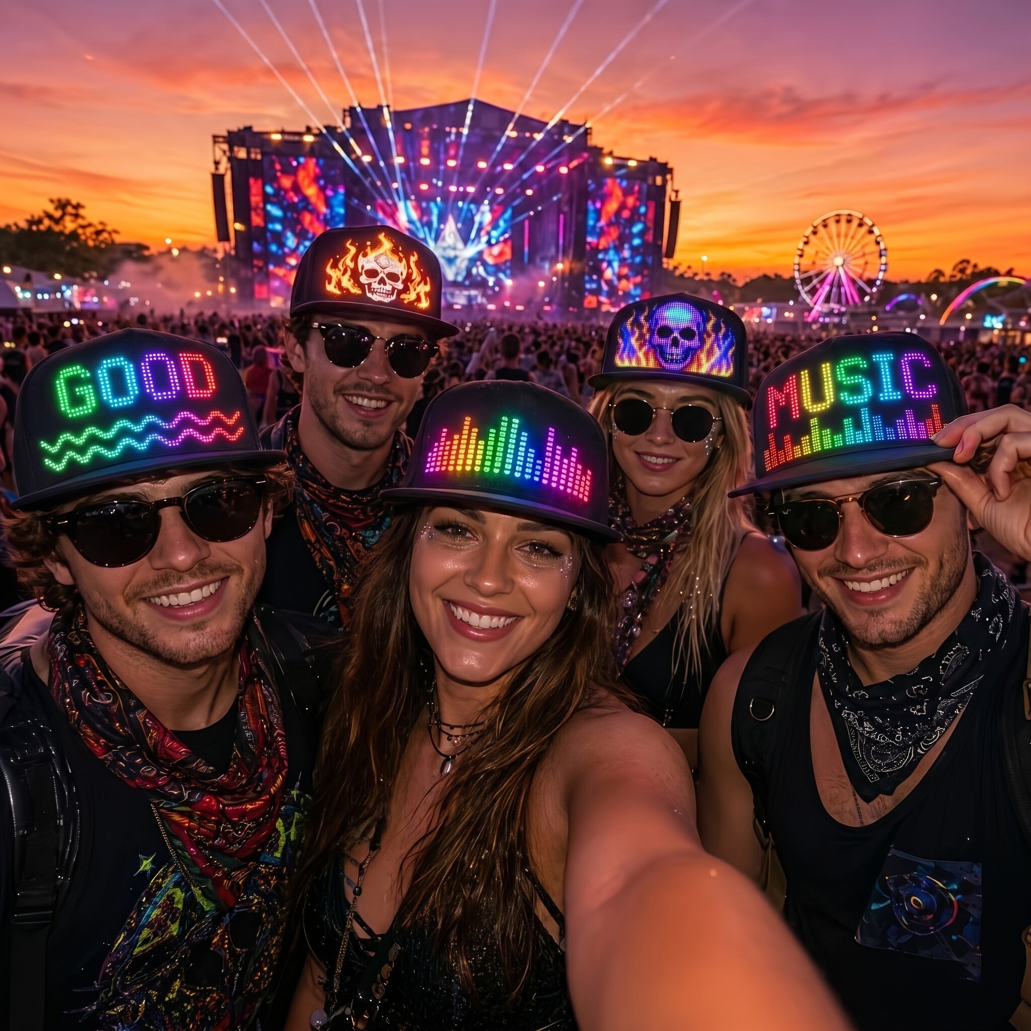[Ideal Gift] New LED Light-Up Hat, Smart App Programmable Scrolling Message Cap, 16×32 Display Supports US Flag & Text Upload, Breathable Unisex Light-Up Accessory, Novelty Ideal Gift for Teens, Must-Have for Anniversaries, Holiday Parties & Events