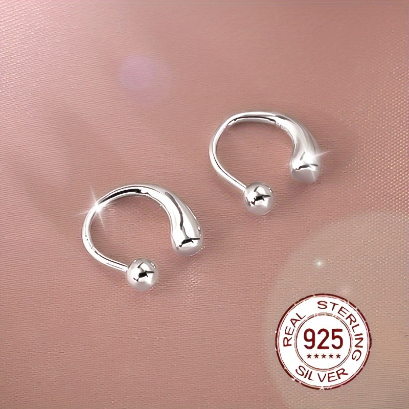 S925 Sterling Silver Teardrop Earrings with Screw-Back — Minimalist High-End Stud Earrings for Women | Versatile Casual, Vacation & Gift Jewelry in White Gold