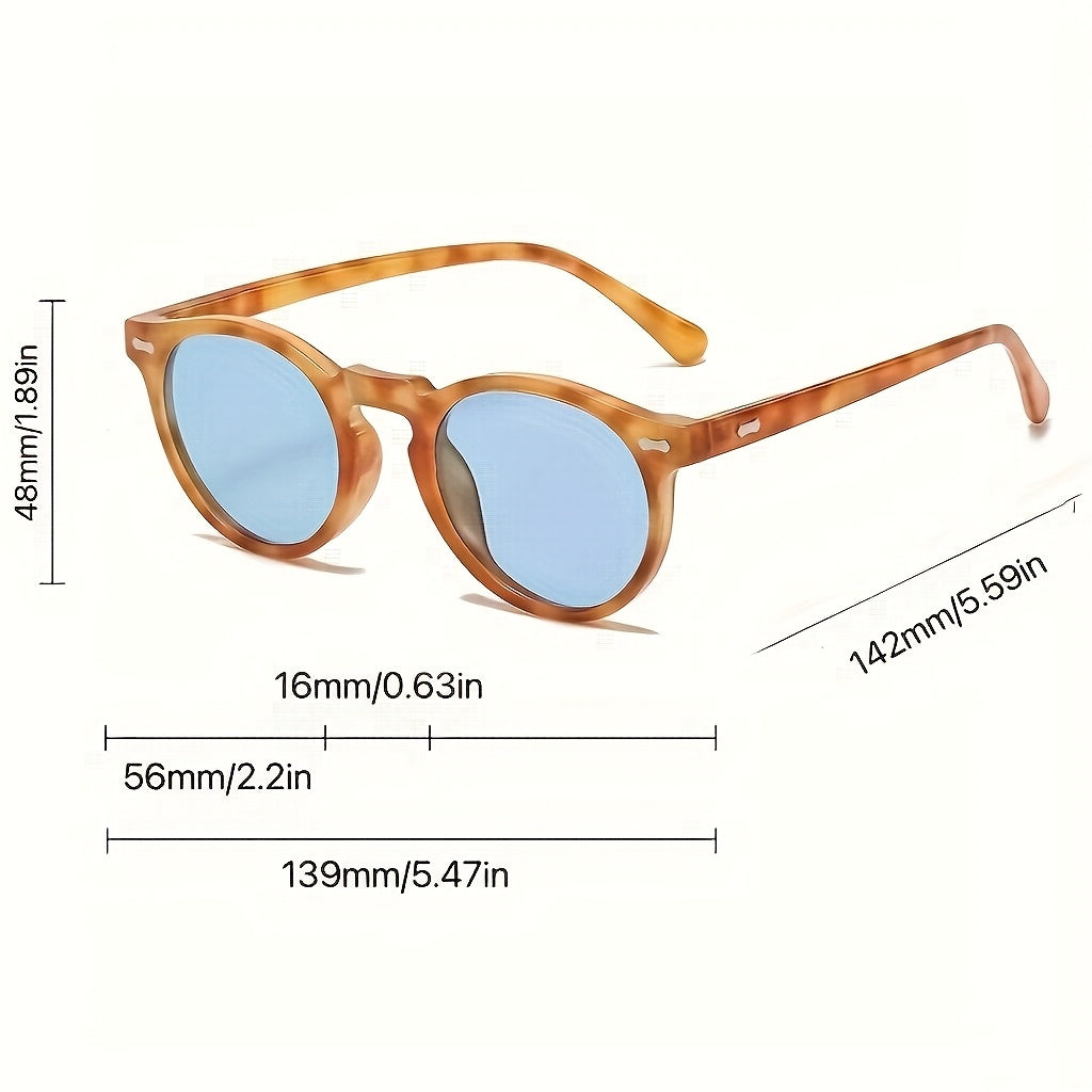 Round Polarized Sunglasses Acetate Frame UV400 Protection Vintage Unisex Men Women Driving Hiking Camping Beach Outdoor Eyewear