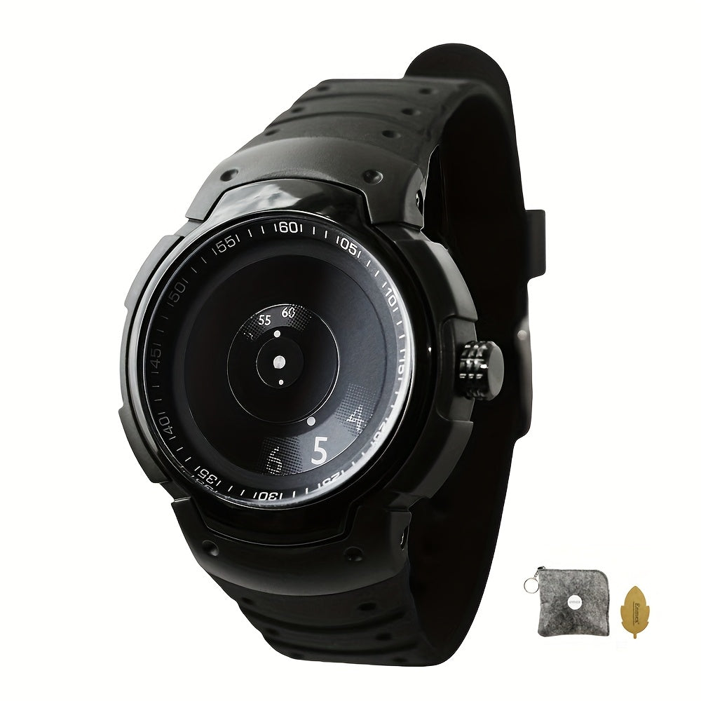 Unisex Sport Watch | Creative Design Quartz Wristwatch with Round Dial & Rubber Strap, Casual Fashion Sport Watch for Men & Women in Black & White