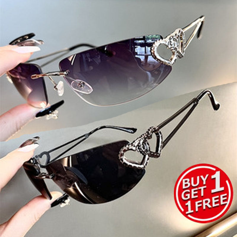 Y2K Rimless Sunglasses 2 Pack for Couples – Retro Frameless Mercury Mirror Lens Glasses Set, 6 Color Options for Daily Wear, Photo Shoots, Festivals & Gifting