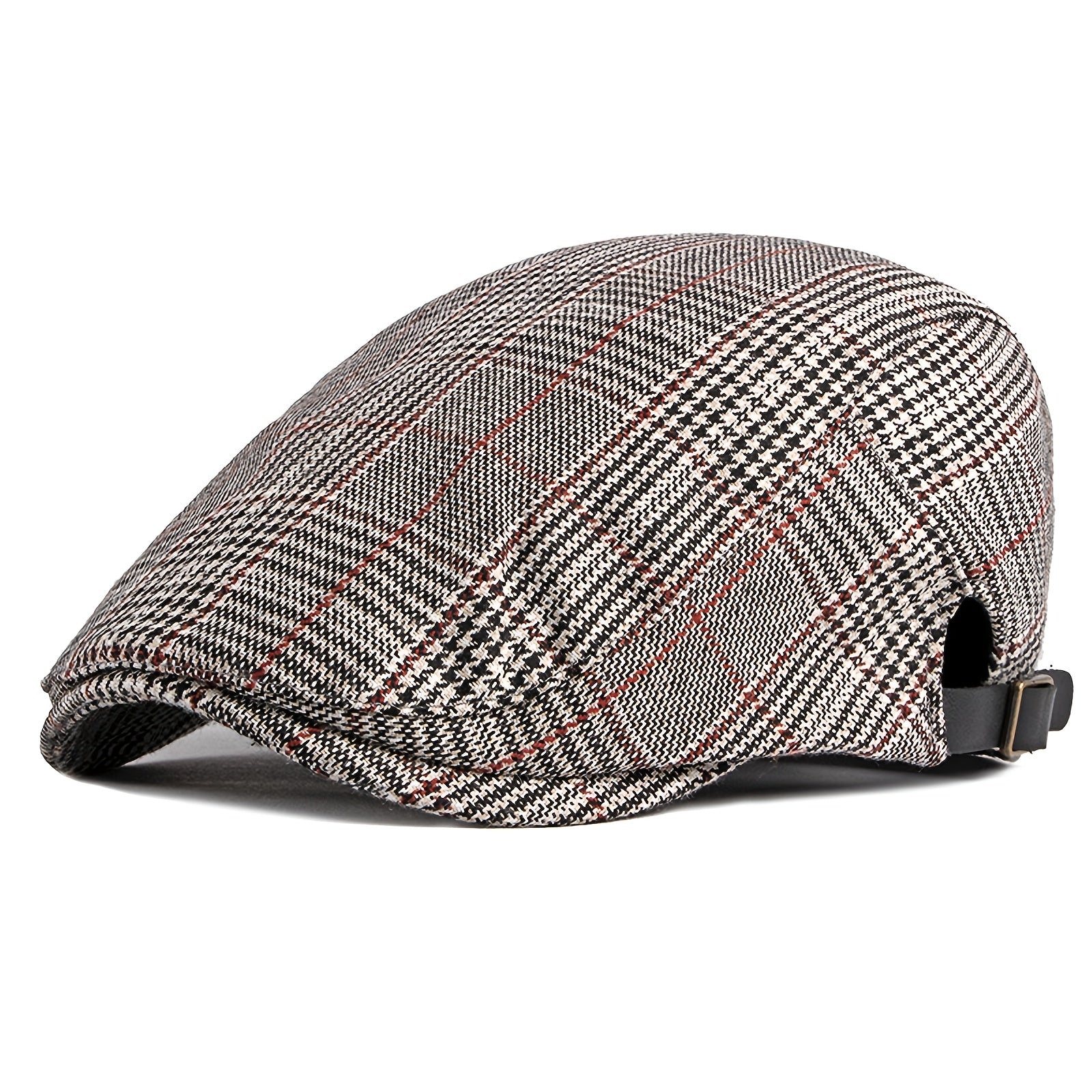 Men's Cotton Plaid Gatsby Cap, Solid Color Newsboy Cabbie Golf Beret Hat, Lightweight Flat Driving Cap, FLONGO Suitable for teens, Suitable for Men and Women