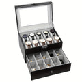 20-grid Double-layer Watch Box, Brown, Black, Gray Pillows, Solid Glass Cover, Suitable for Collection And Display, Protect Your Watches.