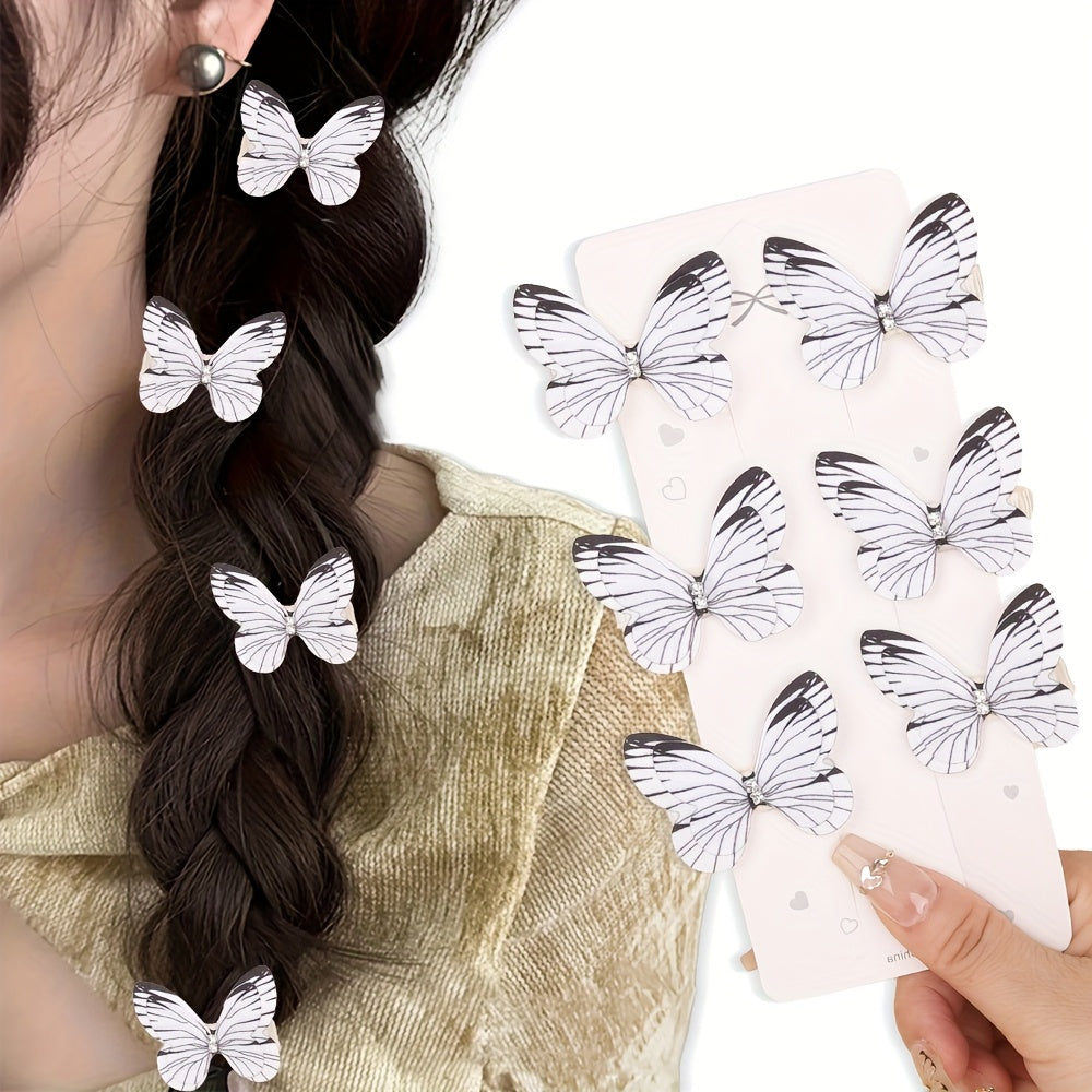 12pcs/set New Luxury Shiny Sequin Double-layer Butterfly Clip, Women'S Fashionable Double-layer Acrylic Butterfly Hair Clip, Suitable For Daily And Holiday Party Wear, Women'S Y2k Headwear Hair Accessories