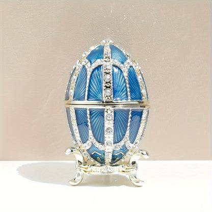 Jewelry Box Faberge-Style Enamel – Magnetic Closure Metal Trinket Organizer for Necklaces, Watches & Accessories, Elegant Home Decor Gift for Women