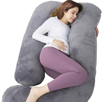 57-Inch J-Shaped Pregnancy Pillow - Breathable Washable Cover – view 3