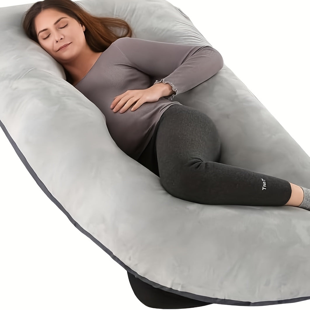 57-Inch J-Shaped Pregnancy Pillow - Breathable Washable Cover – view 4