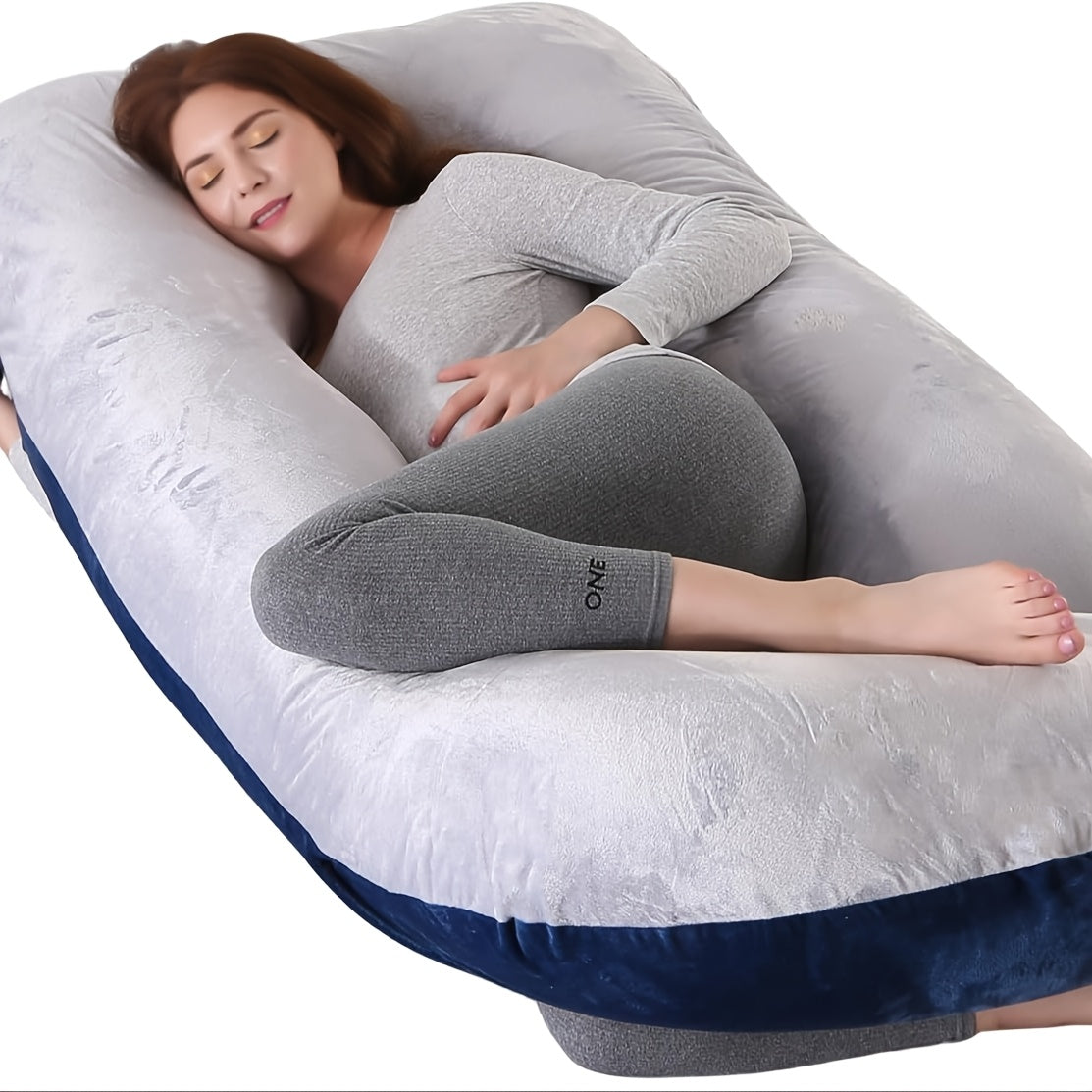 57-Inch J-Shaped Pregnancy Pillow - Breathable Washable Cover – view 6