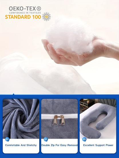 57-Inch J-Shaped Pregnancy Pillow - Breathable Washable Cover – view 9