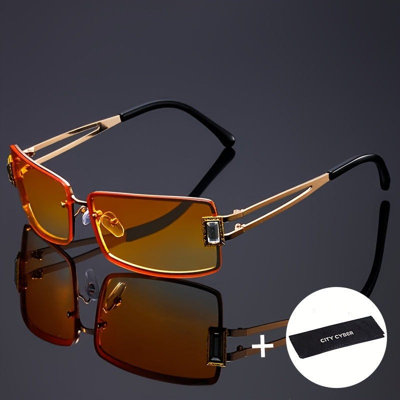 Oversized Square Glasses for Men Women – Extra Large Luxury Gradient Ombre Retro Party Eyewear, Decorative Statement Frames for Festival Halloween Costume, Includes Cleaning Cloth