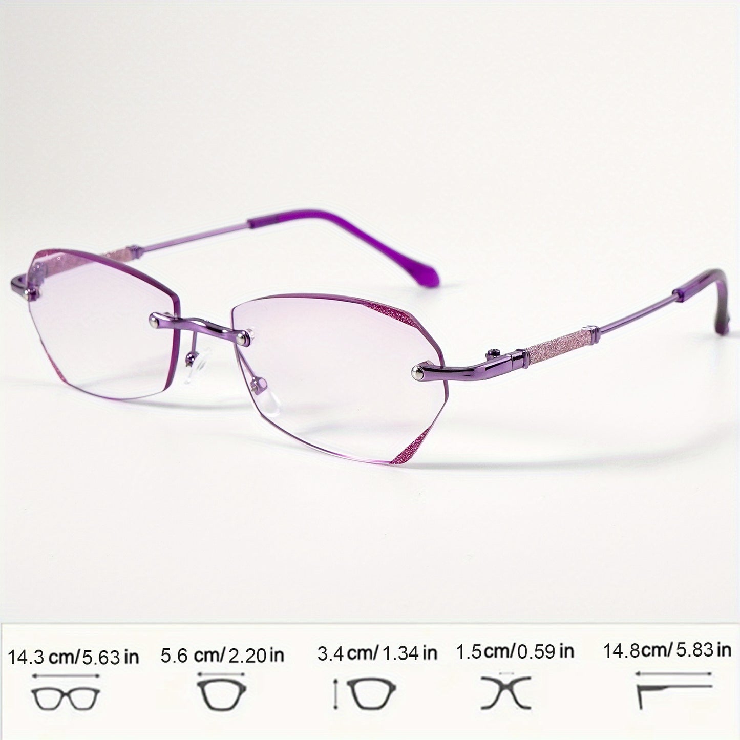 Diamond Reading Glasses Women 3 Pack Rimless Diamond-Inlaid Edge Anti-Glare PC Lens Lightweight Readers 1.0x to 4.0x Phone Computer Book Christmas Holiday Gift