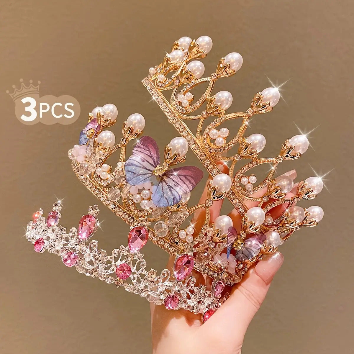 3 Hair Accessories Colorful High-end Crown Headband