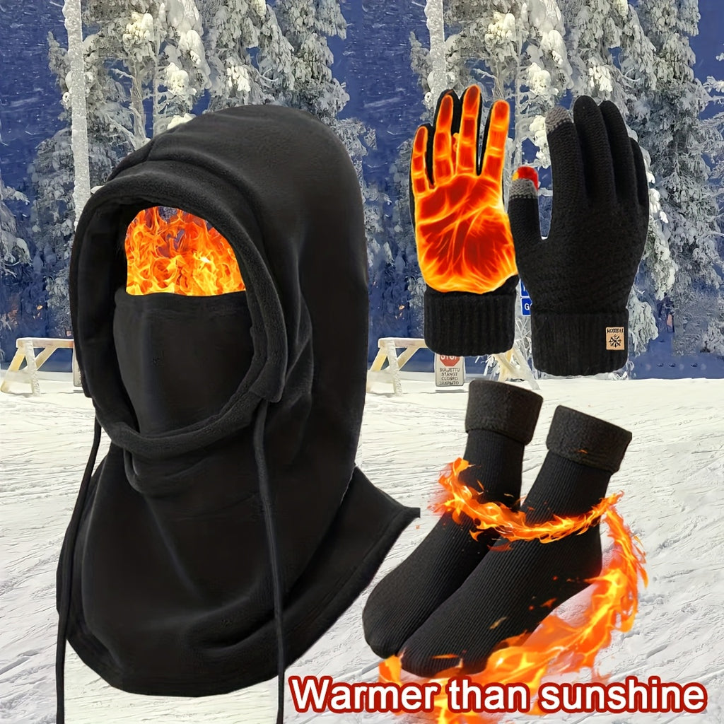 3pcs/ 6pcs Winter Hats for Men Winter Hat, Head Cover, Neck Scarf, Gloves, Warm Set