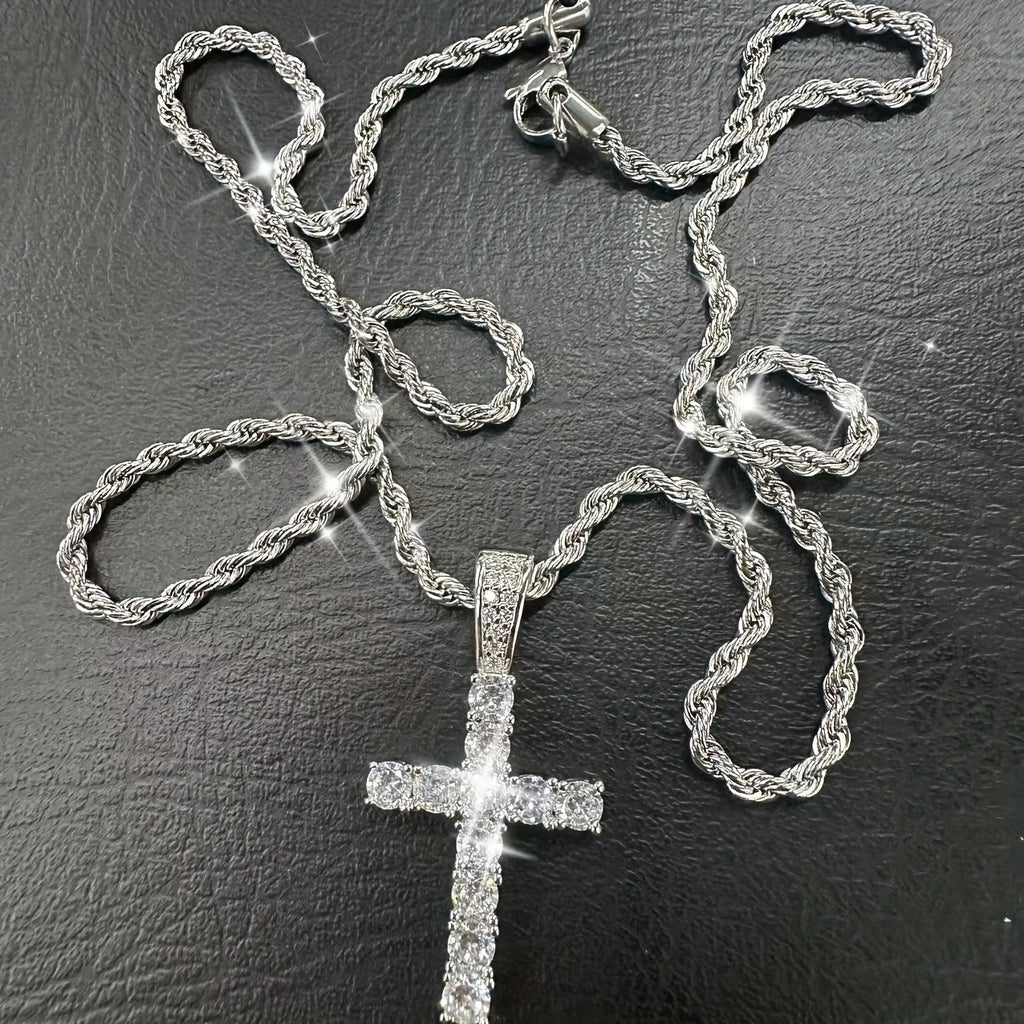 925 Silver Cross Pendant Necklace - Hypoallergenic, Luxurious, And Durable Men'S Jewelry - The Perfect Gift for Lovers, Friends, And Rappers, Suitable for Banquets, Parties, And Special Occasions