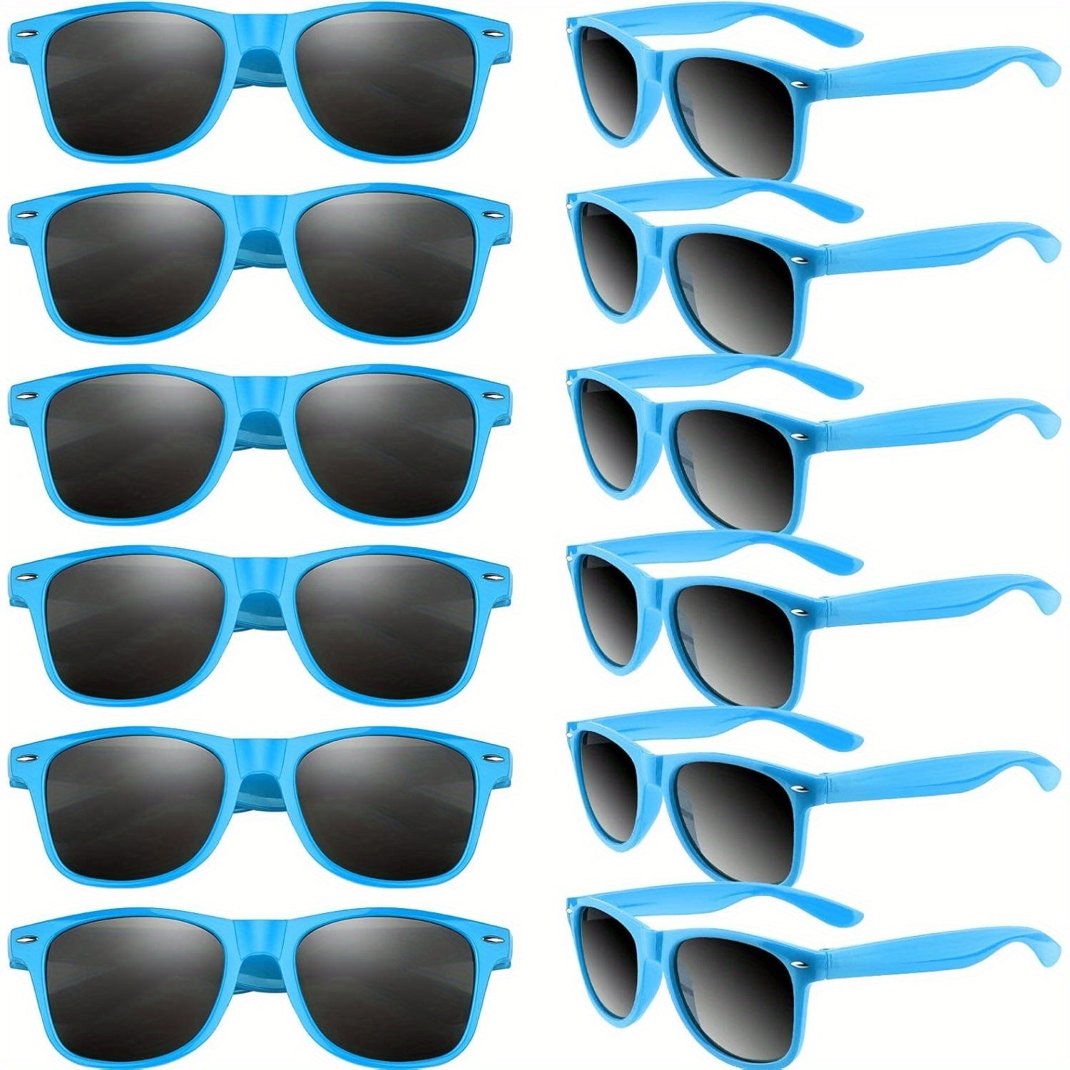 12 Pack Colorful Neon Sunglasses - Bulk Party Favors for Birthdays, Beach, Pool Parties, Gift Bag Fillers, 12 Vibrant Colors Or 12 Blacks Or 12 Blues