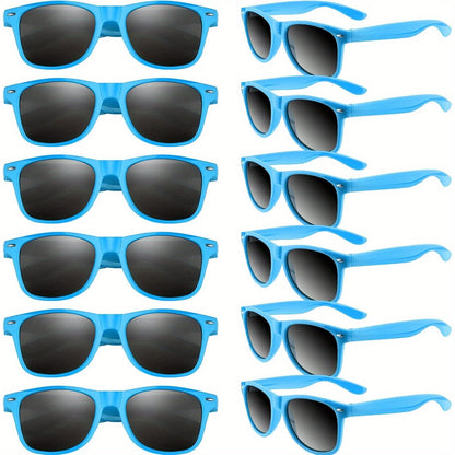 Neon Sunglasses 12 Pack Bulk Party Favors - UV400 Polarized Colorful Shades for Birthday Beach Pool Wedding Carnival Parties, Gift Bag Fillers in Mixed Colors Black or Blue for Adults