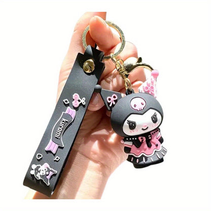 Kuromi Keychain Pendant | Sanrio Character Doll Key Ring, Cute Anime Charm Hanging Accessory – Tie & Little Bear Style, Fan Gift & Collectible Bag Charm