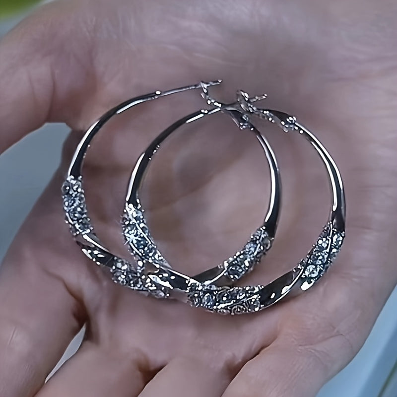 S925 Sterling Silver Women'S Oversized Hoop Earrings - Minimalist Round Design, Cool Color Aesthetics, Versatile Daily Party Accessories, Fashion Accessories, Exquisite Luster, A Must-have For Trend Lovers