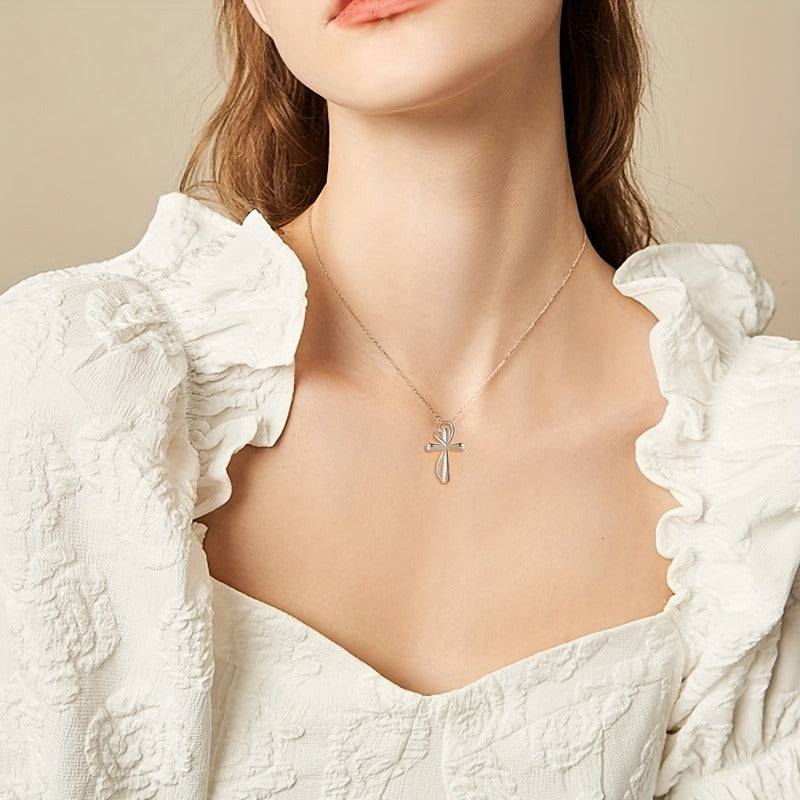 925 Sterling Silver Love Cross Women's Pendant Necklace Jewelry Gift for Mother, Soulmate, Girlfriend