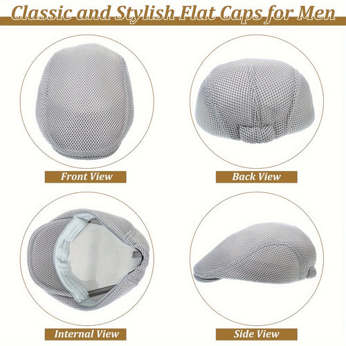 12pcs Mesh Newsboy Hat Flat Cap Breathable Summer Beret Cap Cabbie for Golf Baseball Driving, Casual Wear, Driving Gear, Breathable Design, Sporty Style, Comfortable Fit, Mesh Fabric, Adjustable Hat, Multipurpose Cap, Outdoor Enthusiasts, Golf Players