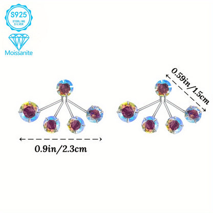 Moissanite Hoop Earrings 925 Sterling Silver Colorful Torus Earrings for Women Hypoallergenic Boho Dazzling Sparkle Jewelry Party Daily Gift