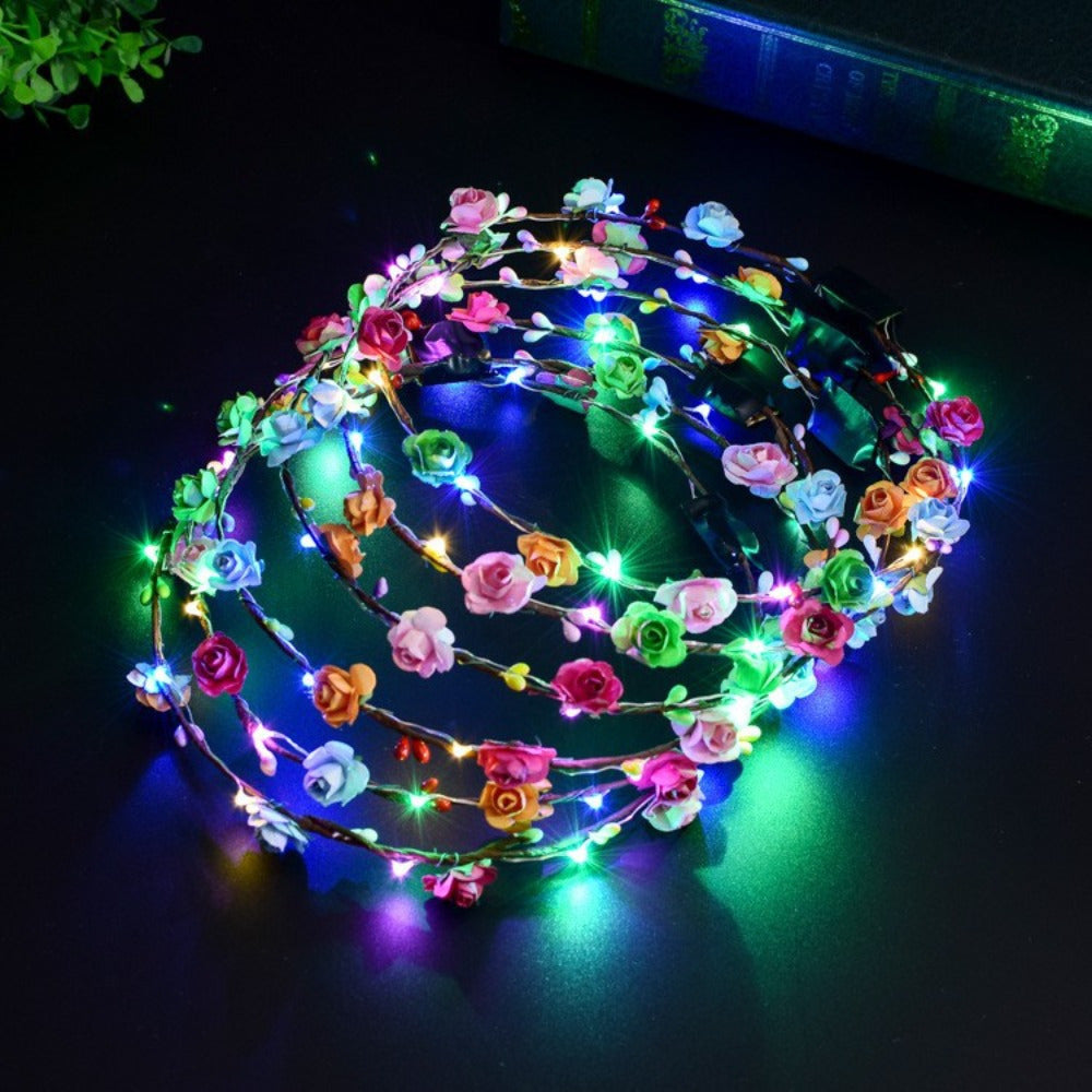 [Luminous Headdress] Random Color 10pcs/20pcs Of Luminous Garland Headdresses Suitable for Christmas Party, Role Play, Glow Party, Disco, Wedding, Birthday Party, Photography, Concert, Tailgate Party
