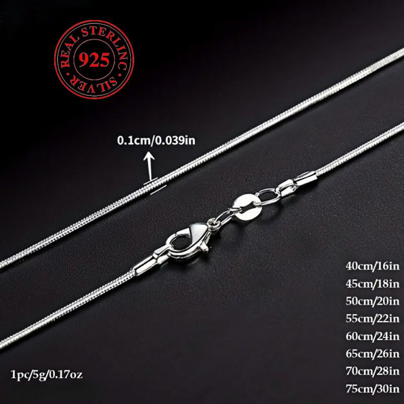 925 Sterling Silver Snake Bone Necklace, Hip-Hop Korean Style, Non-Plated Solid Chain for Parties and Music Festivals, Women'S Minimalist Jewelry Gift - 5pcs Set