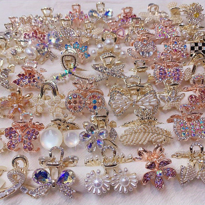 Hair Claw Clips 10pcs Luxury Zirconia Bow Flower Design Nonslip Jaw Clips Elegant Rhinestone Barrettes Hair Accessories for Women Wedding Daily Styling Headwear