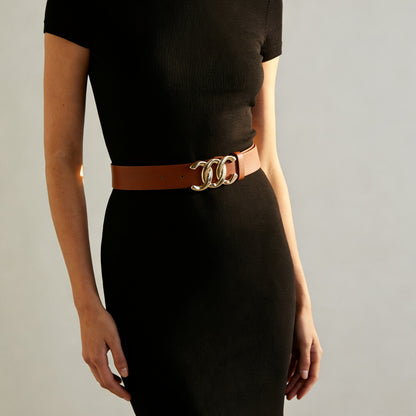 Women's Belt Set 4Pcs - Retro Gold Metal Buckle Adjustable Fashion Waist Belts for Jeans Dresses & Skirts, Elegant Vintage Style Daily Casual Outfit Accessories, One Size