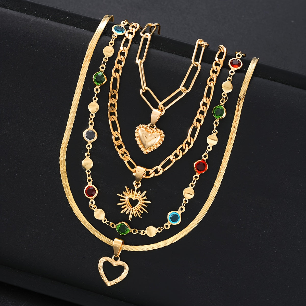 4pcs Minimalist Elegant Y-Necklace Set with Colorful Rhinestones, Random Colors - Perfect for Daily Wear, Dates, And Parties - Ideal Gift for Girlfriend Valentine'S Day