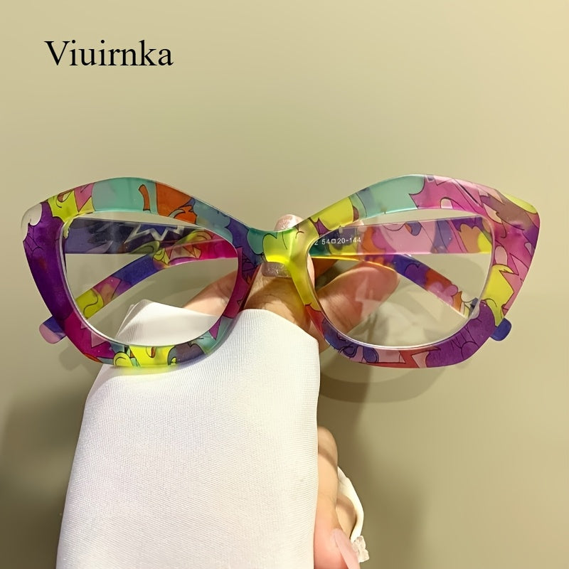 Blue Light Blocking Glasses Women Cat Eye Colorful Retro Square Frame PC Lenses Metal Hinges Lightweight Fashion Eyewear with Case Computer Work Holiday Gift