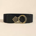 Women'S Retro Rivet Splicing Decorative Waist Cover with European And American Hollow Metal Wide Waist Belt