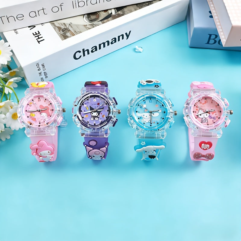 4pcs, Kawaii Sanrio Hello Kitty New High Appearance Level Cartoon Watches, Sanrio, Perfect Christmas Party Decoration Watch, Suitable For Birthday Gifts, Party Gifts, And A Great Choice For Valentine'S Day, Watch Graduation Present