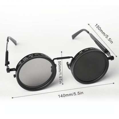 Industrial Punk Rotating Dimming Fashion Glasses – Spring Temple Flip-Up Adjustable Tint Eyewear, Steampunk Street Style Shades for Men & Women, Versatile High-Fashion Statement Piece