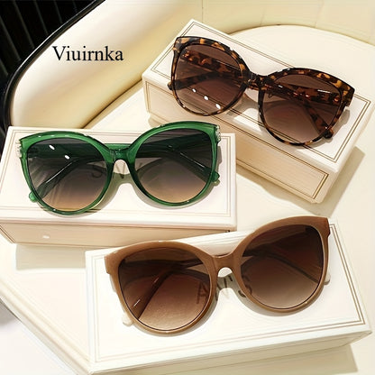Oversized Cat Eye Sunglasses for Women Men Y2K Fashion Luxury Shades UV Protection Lightweight Beach Vacation Travel Eyewear Leopard Floral Multi-Color
