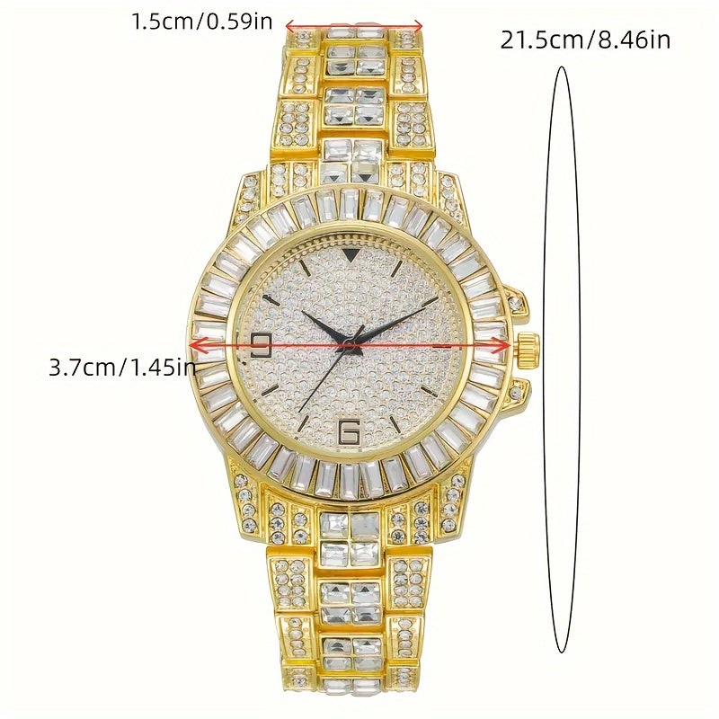 Set Of 3 Pieces, Watch Set For Men And Women, Men's Cuban Necklace And Bracelet Set, Christmas Gift