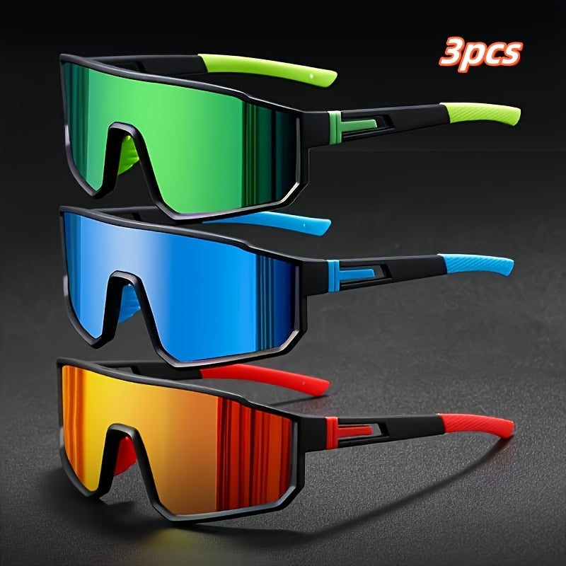 Mirrored Fashion Glasses 3 Pack – Colorful PC Polycarbonate Frames, Unisex Casual Sunglasses Set for Men & Women, Festival Party Gift, Trendy Reflective Lens Eyewear