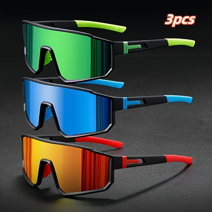Mirrored Fashion Glasses 3 Pack – Colorful PC Polycarbonate Frames, Unisex Casual Sunglasses Set for Men & Women, Festival Party Gift, Trendy Reflective Lens Eyewear