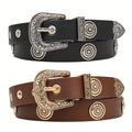 2pcs Women Western Punk Studded Belt - Cowgirl Belt for Women for Dresses, Pants And Jeans, Casual Belts