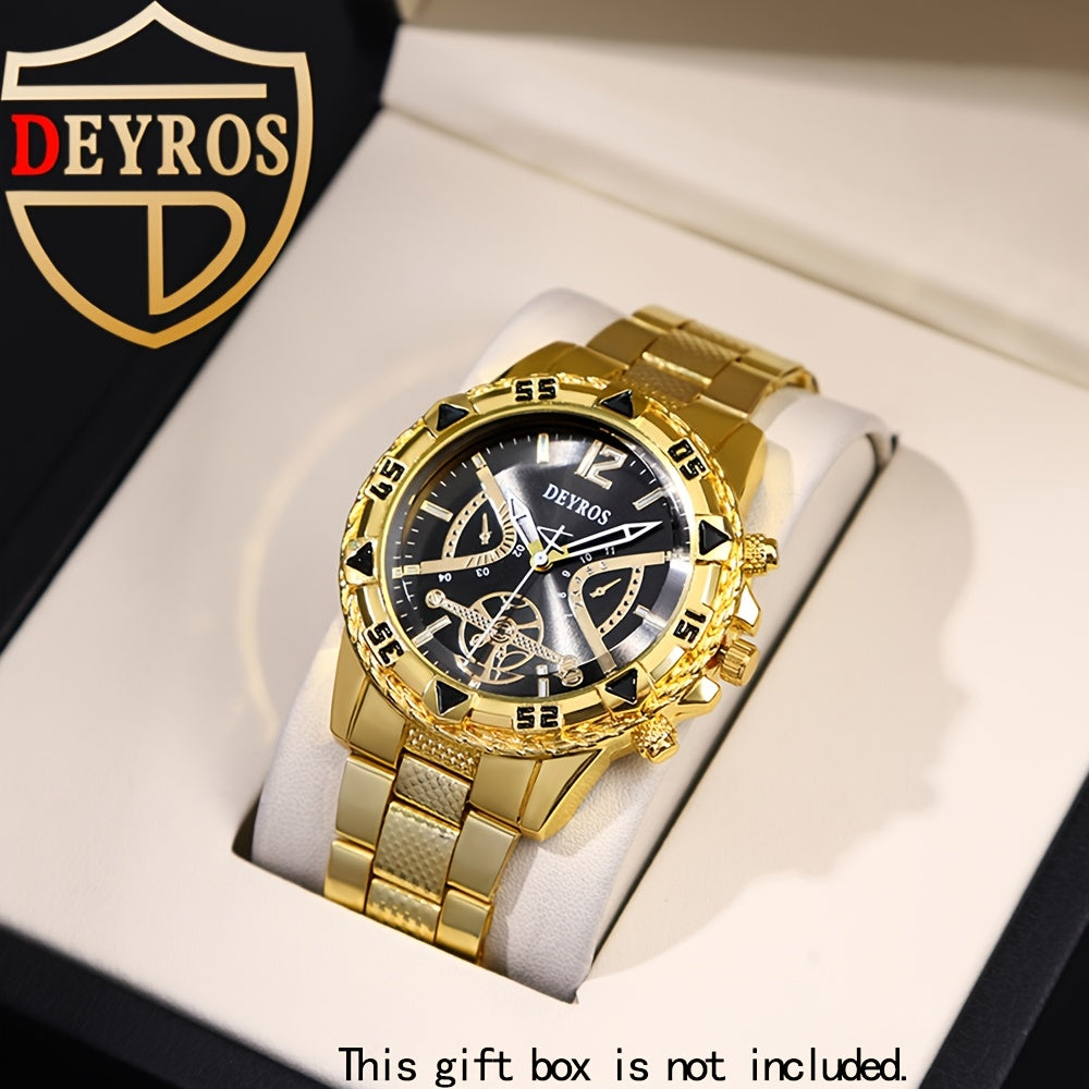 2pcs Men's Vintage Stainless Steel Quartz Watch Set - World-time Feature, Round Dial, Quartz Movement, Battery Powered - Ideal Gift for Halloween, Christmas, Thanksgiving, Valentine's Day, Perfect for Boyfriend or Family