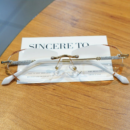 Diamond Reading Glasses Women 3 Pack Rimless Diamond-Inlaid Edge Anti-Glare PC Lens Lightweight Readers 1.0x to 4.0x Phone Computer Book Christmas Holiday Gift