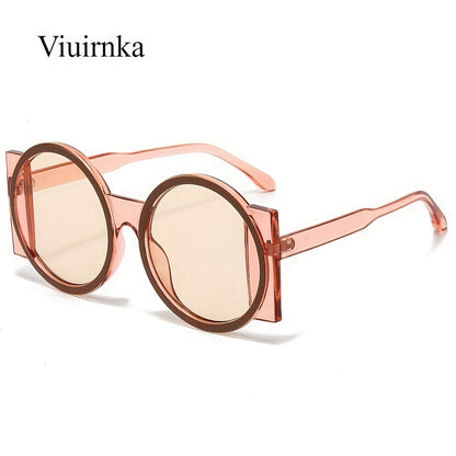 Color Block Round Sunglasses Unisex Retro Minimalist Fashion Glasses for Beach Vacation Travel Cruise Summer Colorful Trendy Eyewear Green Orange Red Blue Black Tea
