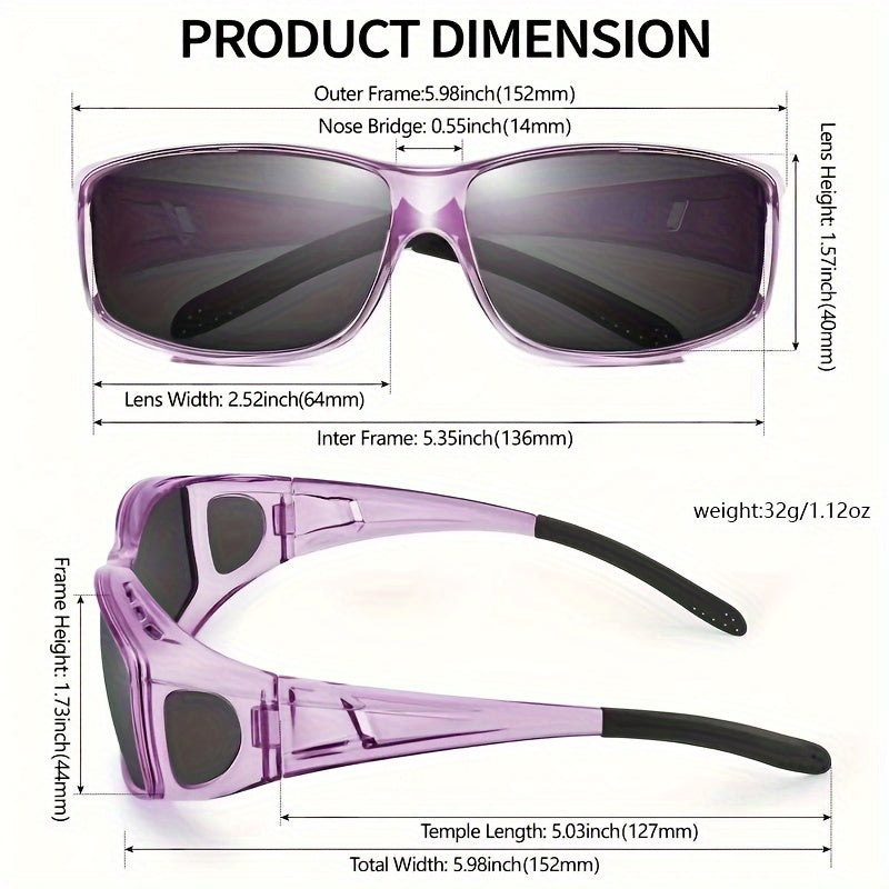 Fashionable Glasses for Both Men And Women with Rectangular Frames, Lenses, Designed to Fit Over