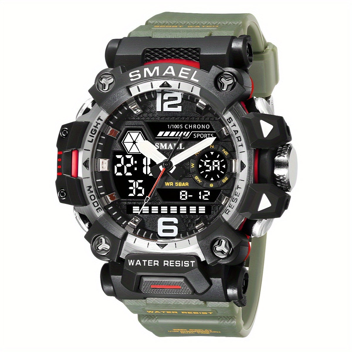 SMAEL Tactical Military Sports Watch for Men — Waterproof, Night Light, Alarm, Calendar