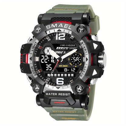SMAEL Tactical Military Sports Watch for Men — Waterproof, Night Light, Alarm, Calendar