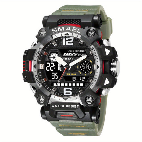 SMAEL Tactical Military Sports Watch for Men — Waterproof, Night Light, Alarm, Calendar