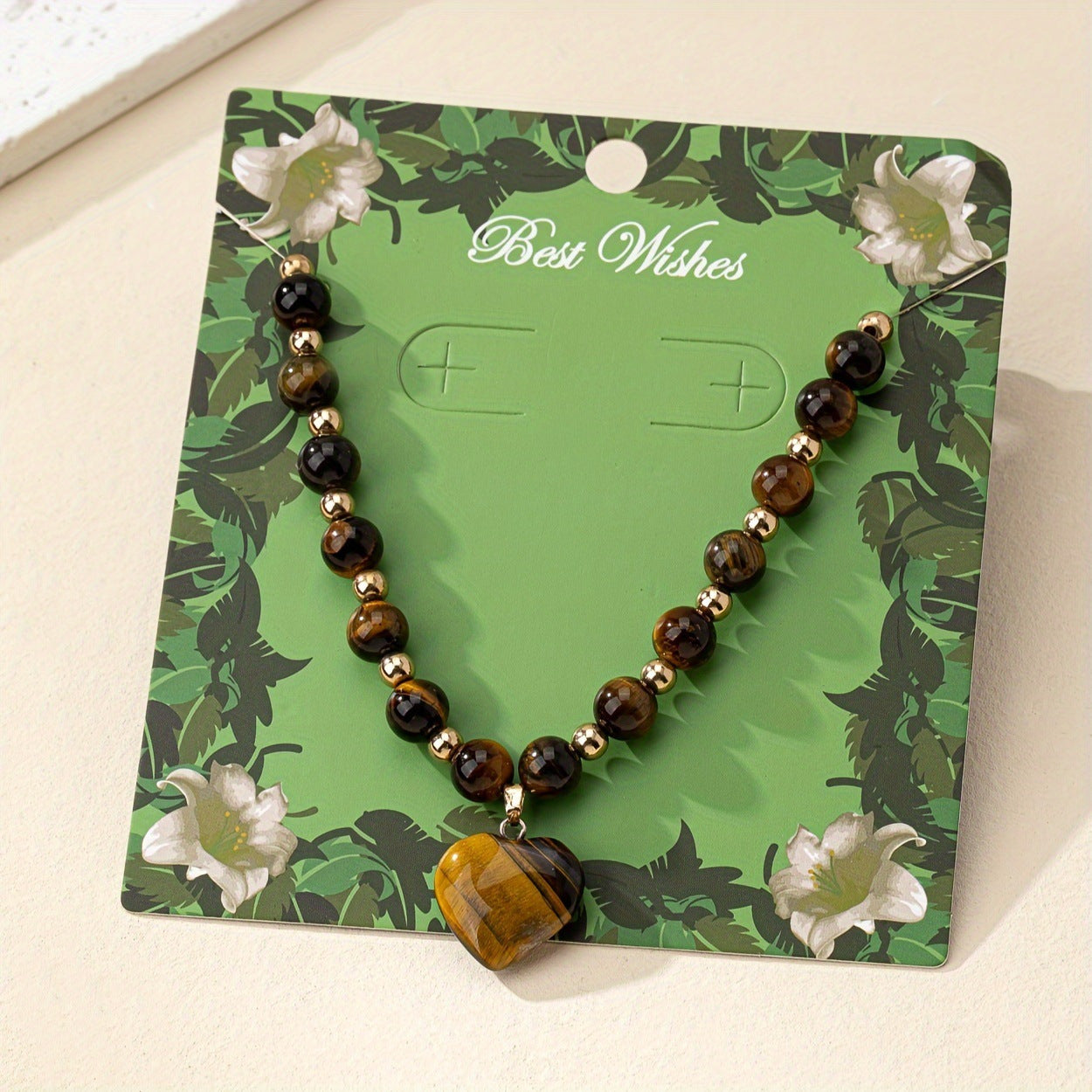 Tiger Eye Stone Heart Pendant Necklace for Women - Natural Gemstone Love Charm Necklace, Boho Spiritual Jewelry for Daily Wear, Layering & Meaningful Gift for Her