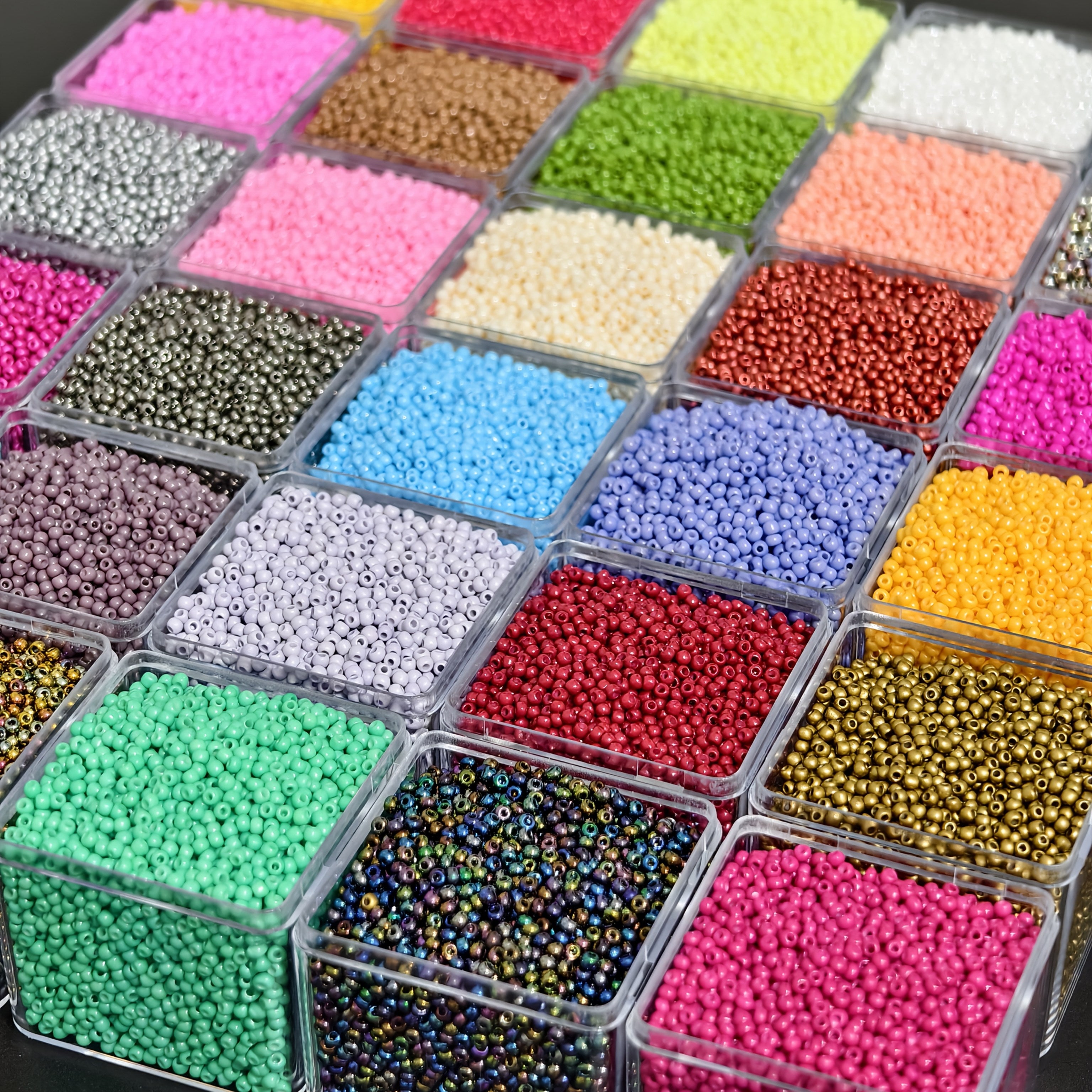 18, 800pcs 1.8mm Czech Resin Seed Beads Mixed Pack - 30 Colors Decorative Beads with Uniform Size, Suitable for DIY Jewelry Making - Ideal for Colorful Round Spacer Beads, Endless Designs for Handmade Earrings, Bracelets & Necklaces