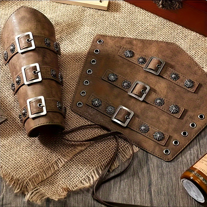Medieval Knight Wrist Guards Handcrafted Cosplay Armor Bracers Halloween Stage Performance Costume Accessories for Men Women