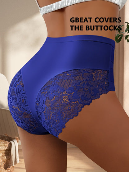 5pcs Women's High Waisted Tummy Control Briefs Elegant Lace Detailing Soft Elastic – view 7